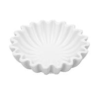 Kuuleyn Cuenco decorativo de resina blanca hecho a mano, cuenco de adorno con diseño festoneado estriado con volantes, centro de mesa moderno y elegante para decoración interior