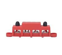 Kuuleyn Panel de distribución RV, Barra colectora M8 de 4 Pernos, módulo de Alta Resistencia, Bloque de distribución de energía, Caja de Barra colectora para yate RV 48VDC 250A (Roja)