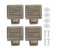 Kuuleyn Perilla de gabinete Manija de puerta Accesorio de hardware sin perforaciones 4 piezas (267 tornillos de placa adhesiva de bronce-Lusong)