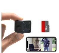 KUUS C2 Mini Cámara Espía WiFi 3,2cm Full HD 1080P App, Cámara Espía Oculta Cámara Vigilancia WiFi Interior, Mini Cámara Camuflada, Visión Nocturna, SD 32 GB Class U3 ISO Discreta Anónimo Pack