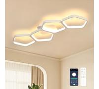 Kuwork Lampara Techo Salon Regulable: 58W 3000k - 6500k Plafon LED Techo Moderna con Control Remoto y App para Dormitorio Cocina Comedor,Blanco(81CM)
