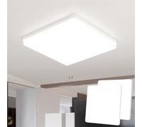 Kuwork Plafon LED Techo 48W, 4800LM 4000K Lampara Techo, Modernos Lampara de Techo LED para Dormitorios Salones Cocina Blanco, Cuadrado, 30CM (Pack of 2)