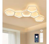 Kuwork Plafon LED Techo Moderna Regulable,58W 5800LM Lámpara de Techo con Mando a Distancia y APP 3000K-6500K, Luz de Techo para Comedor Corredor Baño Cocina Dormitorio Pasillo, Blanca