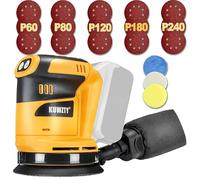 KUWZTY Lijadora orbital aleatoria para batería DEWALT de 20 V, lijadora de mano orbital de velocidad variable de 5 pulgadas con colector de polvo para lijar y pulir (solo herramienta, sin batería)