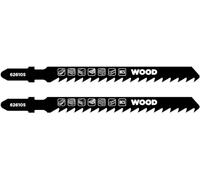 kwb 2 hojas de sierra de calar extragruesas para madera, 100 mm (aptas para madera dura, madera blanda, paneles de madera, plástico, acero al carbono HCS, superficie brillante, vástago en T)