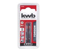 kwb 2 puntas de 50 mm PH 2 de torsión con 1/4 hexagonal exterior (TQ 60 acero, zona de torsión, ISO 1173 accionamiento C6.3)