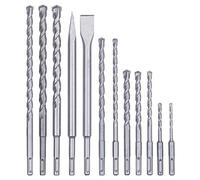 kwb 240290 SDS-Plus Hammer-Bohrer und Meißel-Set, 12-teiliger Stein-u. Betonbohrer Satz im Kunstoff-Koffer - Cincel para piedra y hormigón