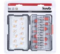 KWB 49757295 - Juego de fresadoras de 12 piezas (con eje de 8 mm, carburo HM, varias fresas para madera en juego)