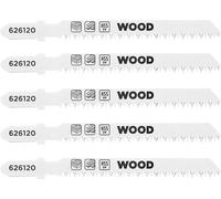 kwb 5 hojas de sierra de calar laminadas (adecuadas para laminado, madera dura, bimetal, dientes endurecidos, soporte en T)