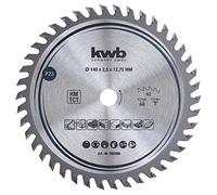 kwb 582368 Hoja de sierra circular de precisión para carpintero de madera dura, Hoja de sierra de precisión fina, 140 x 12.75 mm