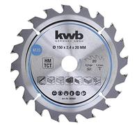 kwb 583557 Hoja de sierra circular para madera y madera dura, Cleancut - Hoja de sierra mediana, 150 x 20 mm