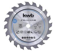 kwb 584157 Hoja de sierra circular para aglomerado, madera/madera dura, 156 x 12,7 mm, cortes limpios, número medio, 20 dientes Z-20, hoja de sierra CleanCut media, 75