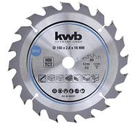 kwb 584357 Hoja de sierra circular para madera y madera dura, Cleancut - Hoja de sierra mediana, 160 x 16 mm