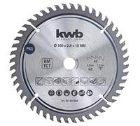 kwb 584368 Hoja de sierra circular de precisión para carpintero de madera dura, Hoja de sierra de precisión fina, 160 x 16 mm