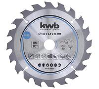 kwb 584557 Hoja de sierra circular para madera y madera dura, Cleancut - Hoja de Sierra Mediana, 160 x 20 mm