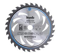 kwb 586654 Hoja de sierra circular de ahorro de energía Easy Cut, diámetro de 190 x 20 mm corte fino con dentado alterno especial 30 dientes Z30, AKKU-TOP corte fino, 190 x 20