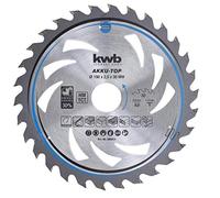 kwb 586954 Hoja de sierra circular de ahorro de energía Easy Cut, diámetro de 190 x 30 mm corte fino con dentado alterno especial 30 dientes Z30, AKKU-TOP corte fino, 190 x 30