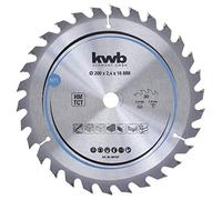 kwb 587157 Hoja de sierra circular para madera y madera dura, Cleancut - Hoja de sierra mediana, 200 x 16 mm