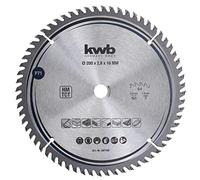 kwb 587168 Hoja de sierra circular de precisión para madera y madera dura, Hoja de Sierra de Precisión Fina, 200 x 16 mm