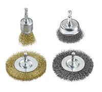 kwb 597520 - Juego de cepillos de alambre para taladros con casquillo E 6.3 de alambre de latón y alambre de acero