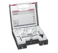 kwb 598210.0 - Juego de sierra perforadora profesional bimetálica para electricistas, 7 piezas, HSS-CO, dentado Vario, 8% de cobalto, incluye comprobador de tensión, diámetro 35, 40, 51, 65 y 68 mm