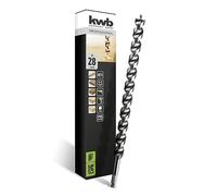 kwb Akku-Top 042528 - Broca helicoidal doble (28 mm, con vástago hexagonal de 11 mm, longitud total de 460 mm, 2 cortadores, revestimiento antiadherente para madera blanda y dura)
