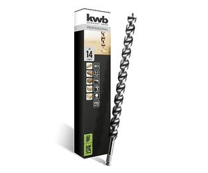 kwb DOUBLE CUT - Broca de serpiente japonesa, diámetro de 14 mm, 460 mm, revestimiento antiadherente de PTFE, afilado especial de punta, con punta de rosca autocentradora, concentricidad de alta