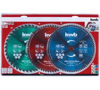KWB Einhell 49589399: Juego de 3 hojas de sierra circular para sierra de inglete, 250x30 mm, 40Z/60Z/80Z