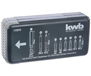 KWB estándar Bit dispensador de 9 piezas 113910 (Acero CV, acabado satinado), 0 W, 0 V