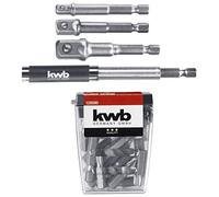 kwb Juego de 23 puntas con adaptador de vaso y portapuntas de 80 mm/extensible a 118 mm para destornillador inalámbrico, adaptador de cuatro canales