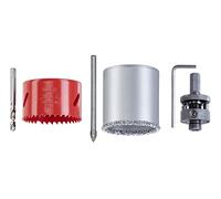 kwb Juego de 6 sierras perforadoras de 68 mm de diámetro con buen rendimiento de corte, larga duración, 68 mm estándar y brocas de centrado para trabajos de enchufe