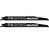 kwb Multicut - Cuchilla de 203 mm (adecuada para madera dura, madera contrachapada, tablero de fibra de densidad media, plástico, acero al carbono flexible, acero HCS, eje universal de ½")