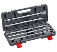 kwb SDS-Max - Juego de brocas y cinceles para martillo perforadores, 5 piezas de piedra y hormigón cincel/brocas en caja de plástico