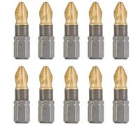 kwb Titan Bits - Juego de 10 puntas PZ 2 bits 25 mm, caja de bits, 1/4 hexagonal exterior, universal