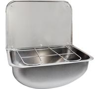 KWC AR, lavabo de encimera, modelo SIRIUS, acero inoxidable, 436x190x339 mm, con tapa y panel protector