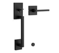 Kwikset 98150-011 San Clemente - Manija de puerta delantera con palanca interior Tustin con protección antimicrobiana Microban, color negro hierro