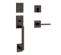 Kwikset 98180-001 San Clemente - Cerradura de puerta delantera de un solo cilindro de perfil bajo con palanca Halifax con seguridad SmartKey en bronce veneciano