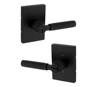 Kwikset Prava - Manija de puerta de entrada con cerradura y llave, manija reversible con llave segura exterior, para entrada frontal y dormitorios, negro mate, resistente a las púas Smartkey Rekey