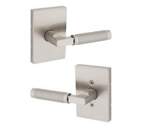 Kwikset Prava - Manija de puerta de paso interior, palanca para puertas de armario y pasillo, manija reversible sin bloqueo, níquel satinado, con protección Microban