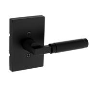 Kwikset Prava Manija de puerta falsa, palanca de una sola cara para armarios, puertas dobles francesas y despensa, negro mate, palanca interior reversible sin giro, con protección Microban