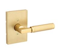 Kwikset Prava Manija estriada para puerta falsa, palanca de una sola cara para armarios, puertas dobles francesas y despensa, latón satinado, palanca interior reversible sin giro, con protección