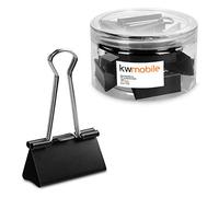 kwmobile Set de 24 Clips para la oficina casa escuela - Pinzas para papel de metal - 41MM - Negro