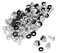 kwmobile Set de 50 Tuercas enjauladas M6 con Tornillos y separadores - para Montaje de Equipos de Red en Armario Rack de 10 y 19 Pulgadas - en Plateado