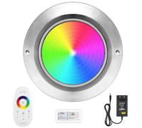 KWODE Iluminación LED para Piscina, 36W RGB Acero Inoxidable Extra Plano, Proyector Subacuático IP68 con Mando a Distancia [24V]