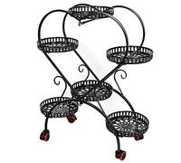 Kx9Lb8d Soporte de exhibición de flores Negro 6 Plantas en Macetas Soportes for Metal con Rueda Estante for Flores 60 x 25 80 cm Expositor for maceteros for Forma de corazón para maceteros