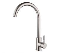 KXEcoLife Grifo de Cocina de Arco Alto, Monomando, de Acero Inoxidable, Giratorio 360°, Acabado Negro, diseño de un Solo Orificio, Moderno y fácil de Instalar.