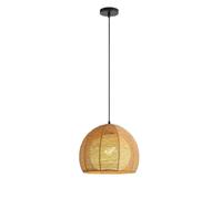 KXEcoLife Lámpara Colgante Moderna de Estilo Natural, Color Beige, Forma esférica Tejida, Hecha de Cuerda de cáñamo. Ideal para vestíbulo, Dormitorio, Isla de Cocina o Pasillo.