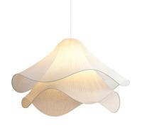 KXEcoLife Lámpara Colgante Moderna y Sencilla con Tela Color Crema y Forma de pétalo, lámpara de araña Decorativa con luz LED cálida y romántica para Interiores, Ideal para Sala de Estar, co