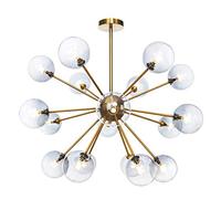 KXEcoLife Lámpara de araña de Bolas de Cristal Meng Creative de Mediados de Siglo, lámpara Sputnik de latón de 18 Luces, lámpara de araña de Estrella ramificada G4, lámpara Colgante semiempo