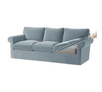 KYJSW Funda De Sofá De Terciopelo Ektorp 1/2/3/4 Plazas con Cojines Separados De Respaldo Y Asiento, Fundas para Sofá con Banda Elástica (Azul Claro,X-Grand 3 Plazas 7 PCS)
